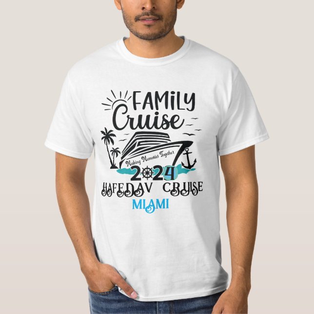 Cute Personalized Cruise Ship Family Trip Sunset T Shirt (Framsida)