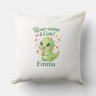 Cute Personalized Dinosaur Name Pillow Kudde
