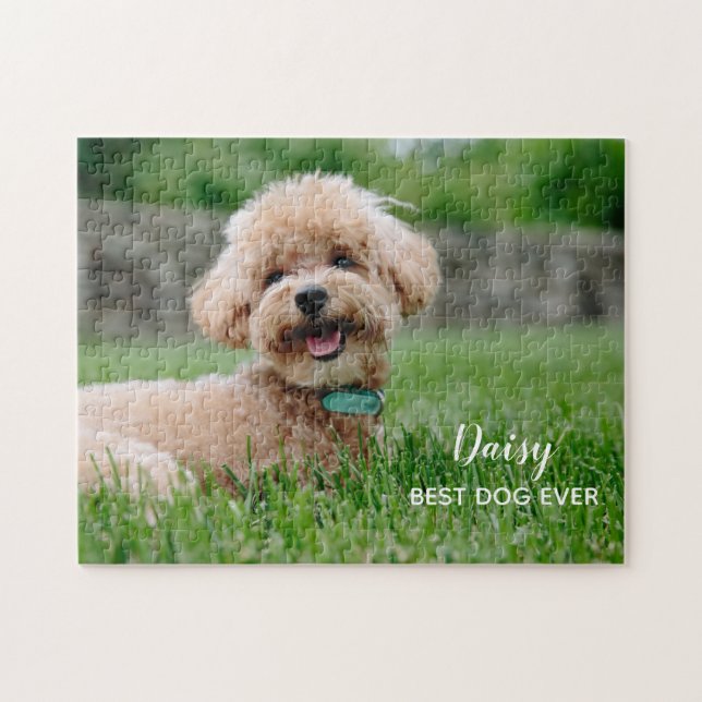 Cute Personalized Dog Name Photo Pussel (Horisontell)