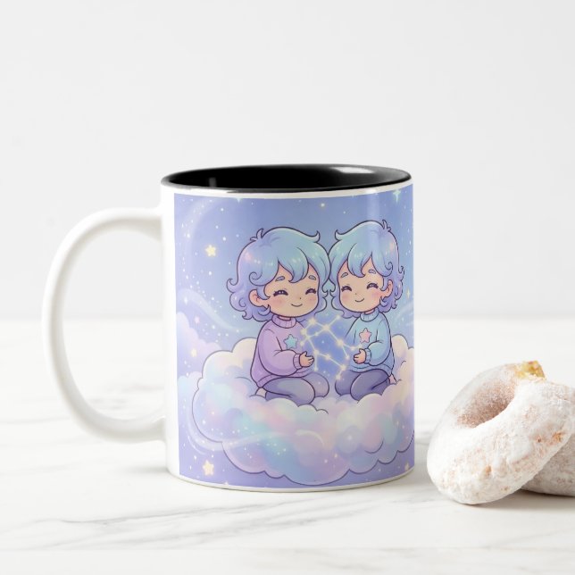 Cute Personalized Gemini Zodiac Mug Två-Tonad Mugg (Med munk)