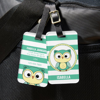 Cute Personalized owl Luggage Tag Bagagebricka
