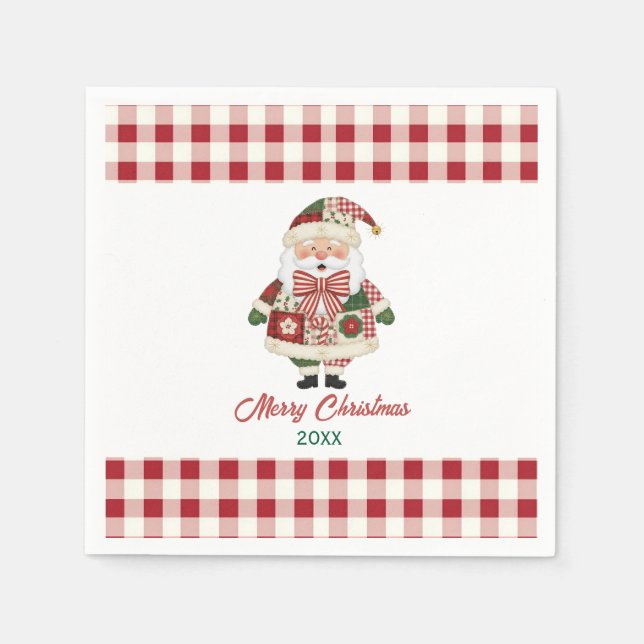 Cute Personalized Santa Christmas Holiday Pappersservett (Framsidan)