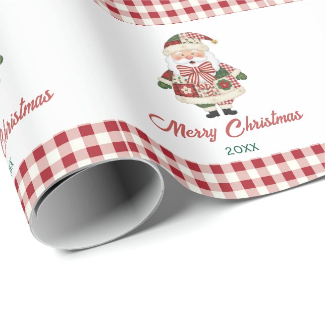 Cute Personalized Santa Christmas Holiday Presentpapper (Rullad Hörn)
