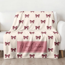 Cute Personalized Striped Bow Pattern Christmas Fleecefilt