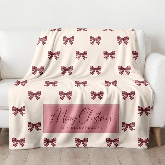 Cute Personalized Striped Bow Pattern Christmas Fleecefilt (Skapare uppladdad)