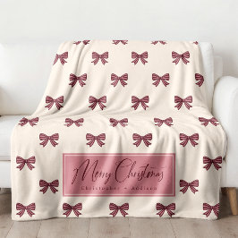 Cute Personalized Striped Bow Pattern Christmas Fleecefilt