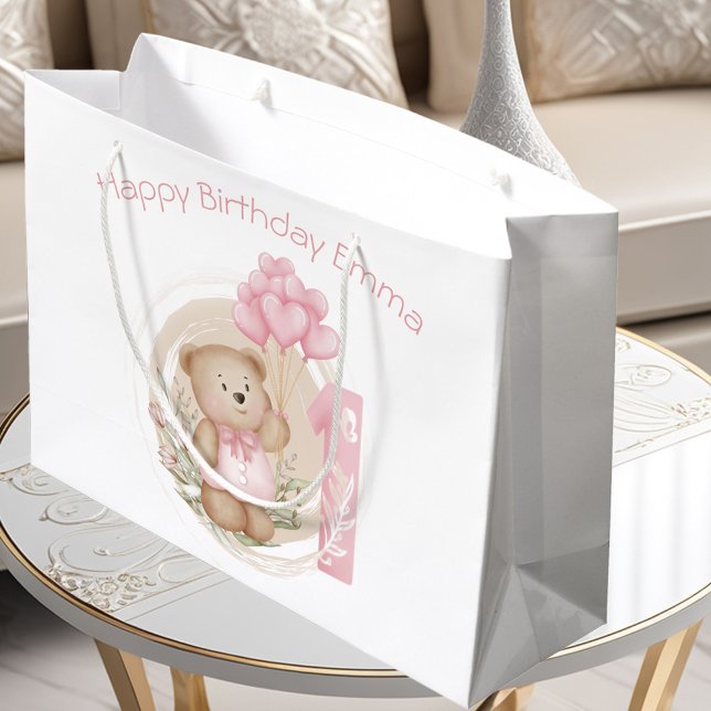 Cute Personlig 1:a födelsedagspressen för flickor (Cute Personalized 1st Birthday Gift Bag For Girl)