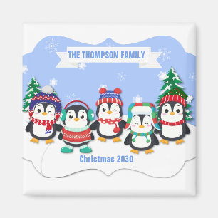 Cute Personlig 5 Penguin-julgranen Magnet
