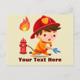 Cute Personlig Add a Namn Firefighter Vykort