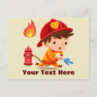 Cute Personlig Add a Namn Firefighter Vykort