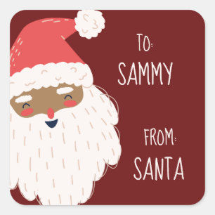 Cute Personlig African American Santa Gift Märkres Fyrkantigt Klistermärke