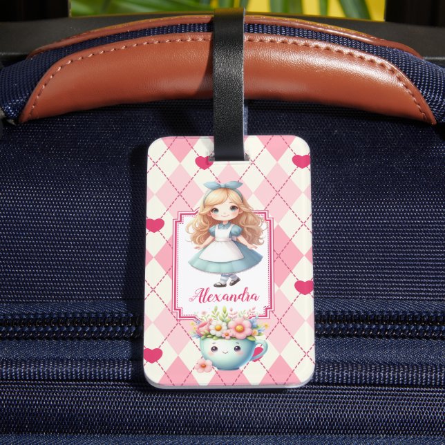 Cute Personlig Alice i Wonderland Bagagebricka (Baksida Insitu 4)