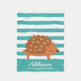 Cute Personlig Baby Hedgehog Animal Stripe Fleecefilt
