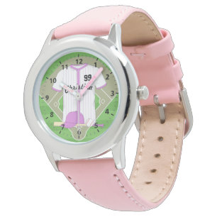 Cute Personlig Baseball rosa Armbandsur