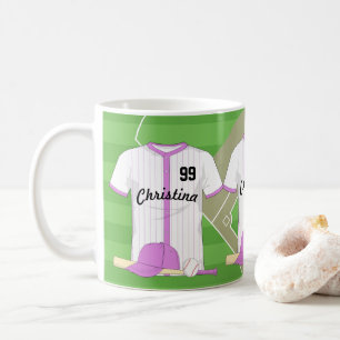 Cute Personlig Baseball rosa Kaffemugg