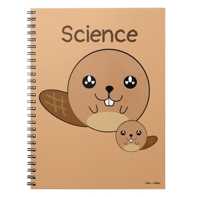 Cute Personlig Beaver Animal Kawaii-skolan Anteckningsbok (Framsidan)
