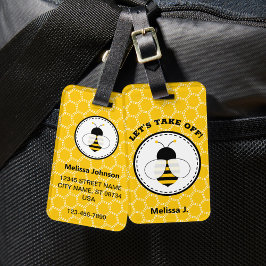 Cute Personlig Bee Luggage Tag Bagagebricka