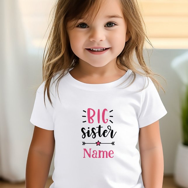 Cute Personlig Big Sister T Shirt (Cute Personalized Big Sister Toddler T-shirt)