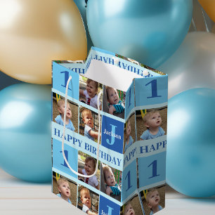 Cute Personlig Birthday Boys Photo Collage Blue