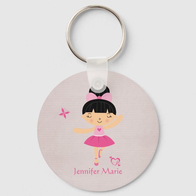 Cute personlig Black hair ballerina keychain Nyckelring (Framsida)