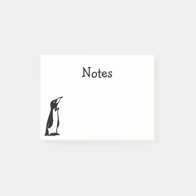 Cute Personlig Black White Penguin Post-it Block (Framsida)