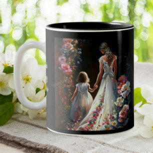 Cute Personlig-Blommigt-dotterbolaget Mors dag Mam Två-Tonad Mugg