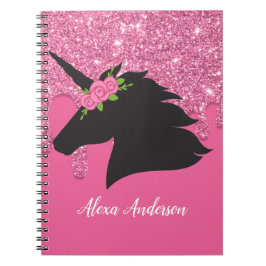 Cute Personlig Blommigt Unicorn-anteckningsbok Anteckningsbok