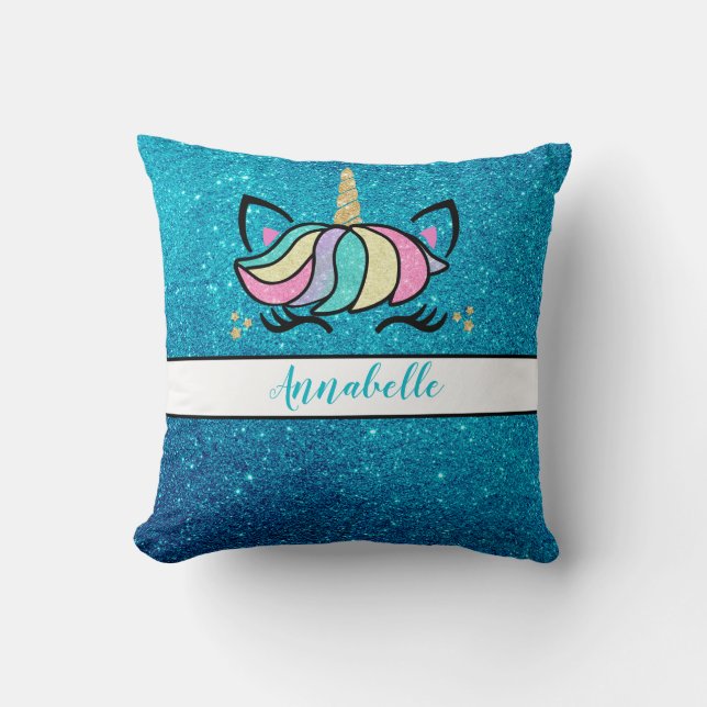 Cute Personlig Blommigt Unicorn Dekorativ kudde (Framsida)