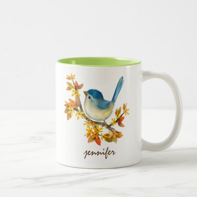 Cute Personlig Blue Bird Mugg (Höger)