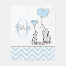 Cute Personlig Blue Grått Elephant Chevron Baby