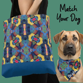 Cute Personlig Blue Gult Photo Gift Hund Mamma Tygkasse