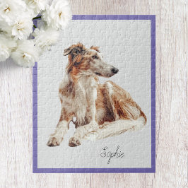 Cute Personlig Borzoi Hund Jigszle Puzzle Pussel