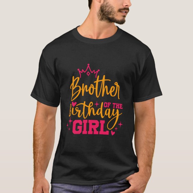 Cute Personlig Brother of the Birthday Girl Mat T Shirt (Framsida)
