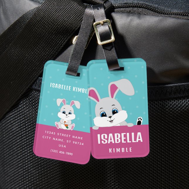 Cute Personlig Bunny Luggage Tag Bagagebricka (Skapare uppladdad)