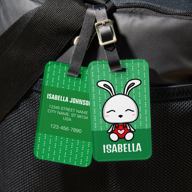 Cute Personlig Bunny Luggage Tag Bagagebricka (Skapare uppladdad)