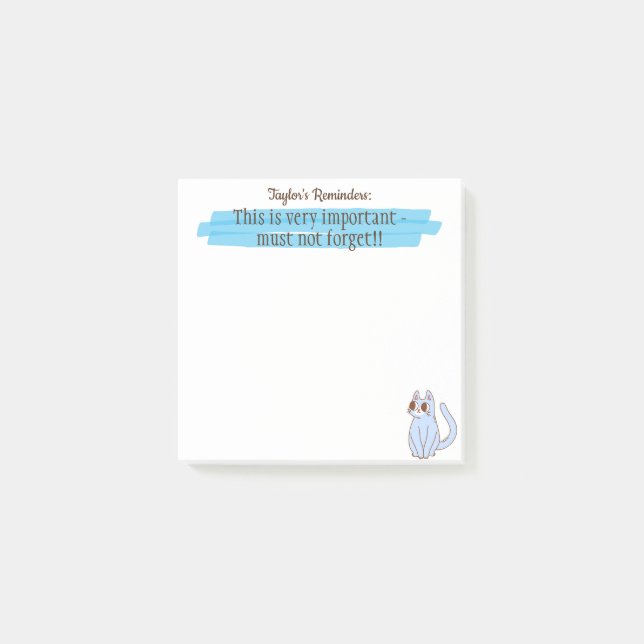 Cute Personlig Cat Lovers Memo Pad Post-it Block (Framsida)