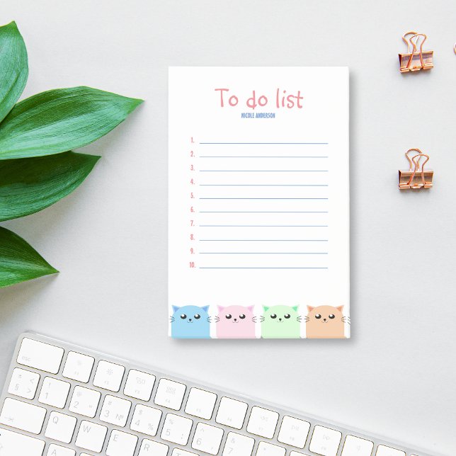 Cute Personlig Cat Lovers to Do List Post-it Block (Skapare uppladdad)