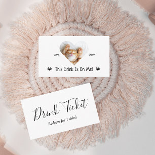 Cute Personlig Cat Photo Bröllop Drink Biljett Tilläggskort
