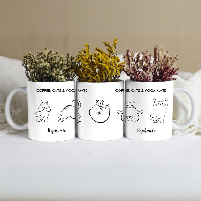 Cute Personlig Cats Yoga Mats Kaffemugg (Cute Personalized Cats Yoga Mats Coffee Mug)
