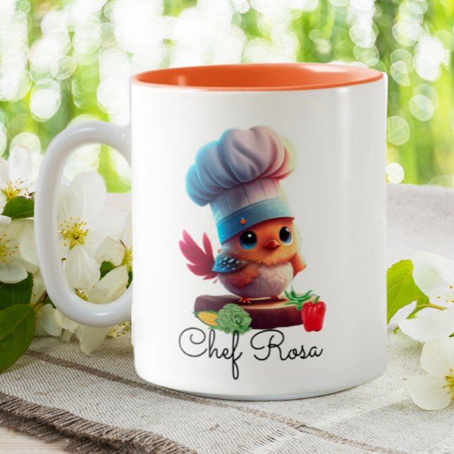 Cute Personlig Chef Bird Två-Tonad Mugg (Skapare uppladdad)
