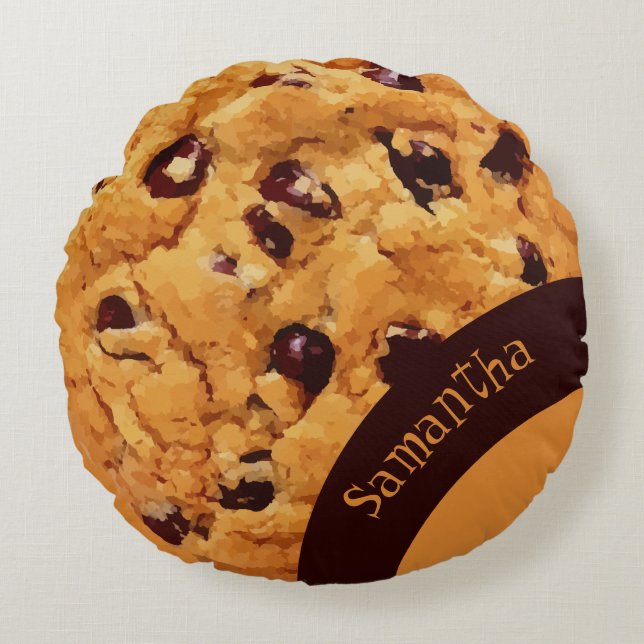 Cute Personlig Chocolate Chip Cookie Rund Kudde (Framsidan)