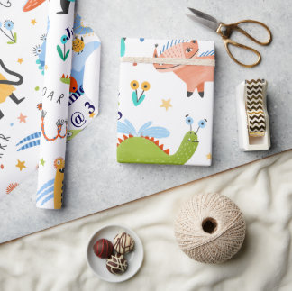 Cute Personlig Colorful Dinosaur Barns födelsedag Presentpapper