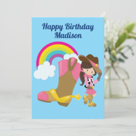 Cute Personlig Cowgirl Rainbow Grattis på födelsed Kort