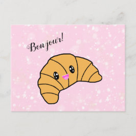 Cute Personlig Croissant Paris Bonjour Hälsning Vykort