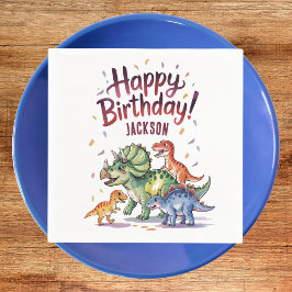 Cute Personlig Dinosaur Birthday Pappersservett