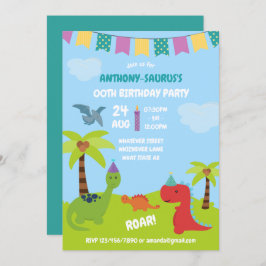 Cute Personlig Dinosaur themed Party Inbjudningar