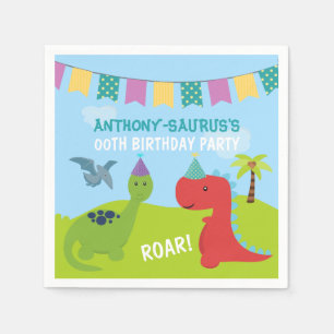 Cute Personlig Dinosaur themed Party Pappersservett