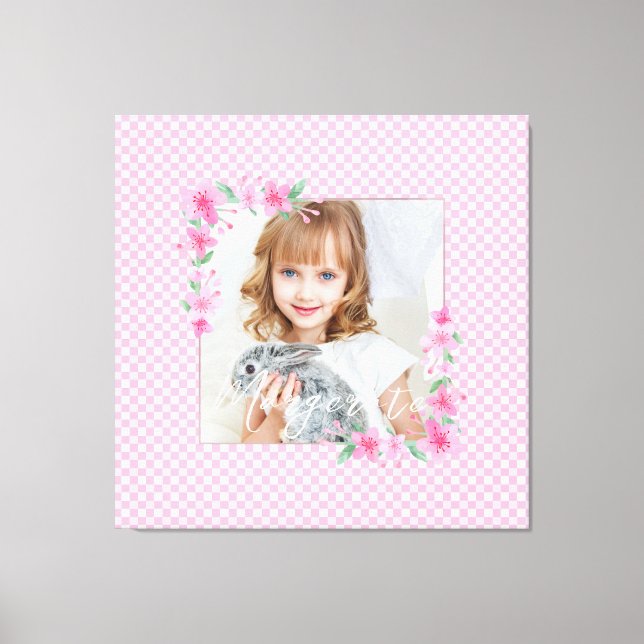 Cute Personlig ett foto-Rosa Canvastryck (Framsida)