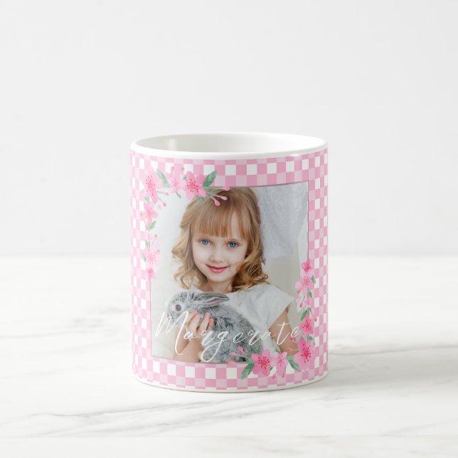 Cute Personlig ett foto-Rosa Kaffemugg (Center)