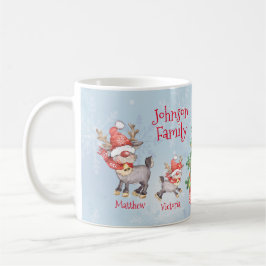 Cute Personlig Familj med 4 renar jul Kaffemugg